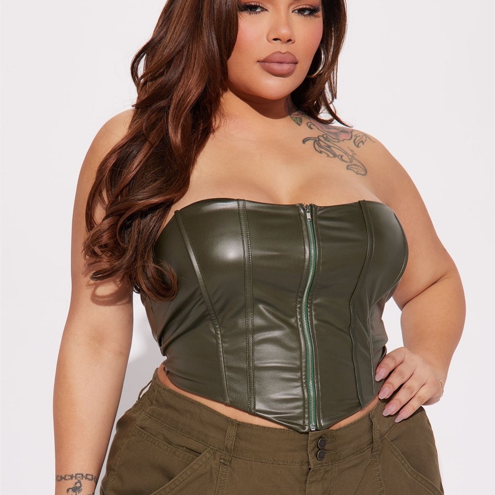 Alina PU Strapless Corset Top